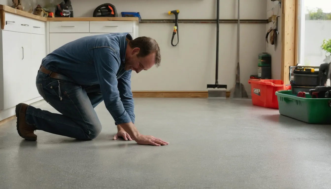 A provider checking a concrete garage slab in the Miami Beach area